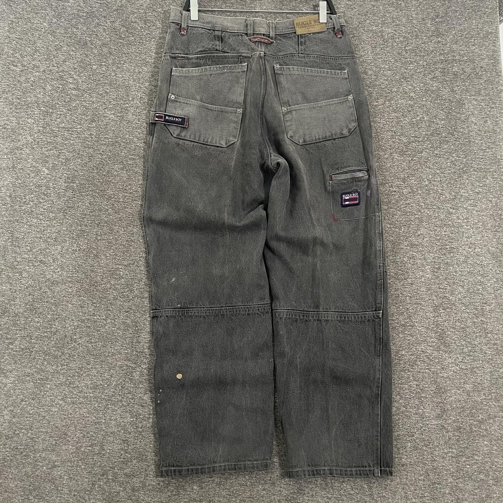 Vtg Bugle Boy Jeans Mens 36x32 Gray Baggy Straight Denim Workwear Carpenter Wide